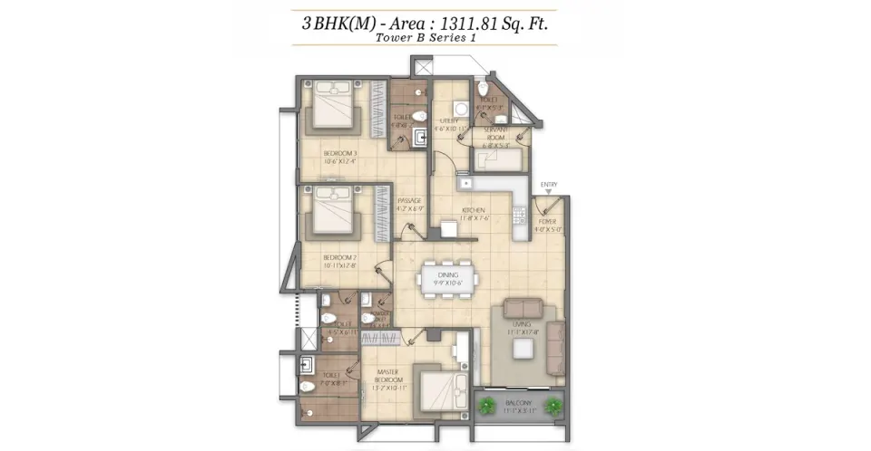 Floor plan: Tower B - Series 1
