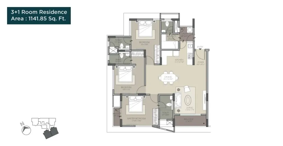 Floor plan: 3+1 Room