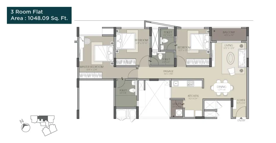 Floor plan: 3 Room