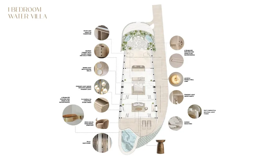Floor plan: 1 bedroom Water Villa