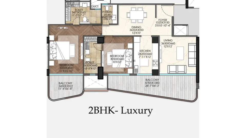 Floor plan: 2BHK - LUX